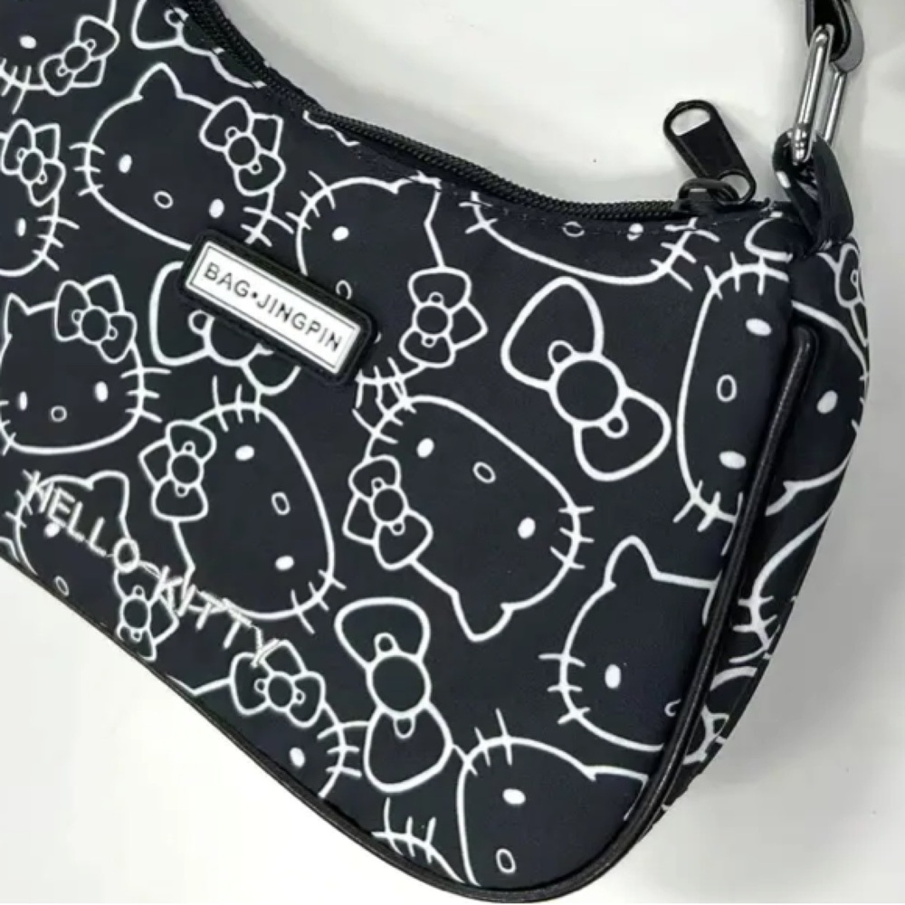 Sanrio Black Shoulder Bag with White Hello Kitty Print - Picture 2 of 5